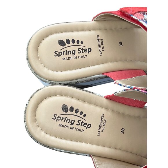 Spring Step Laveta Platform Wedge Sandal Italy Leather Red Floral EU 38 US 7.5-8 - Picture 5 of 9